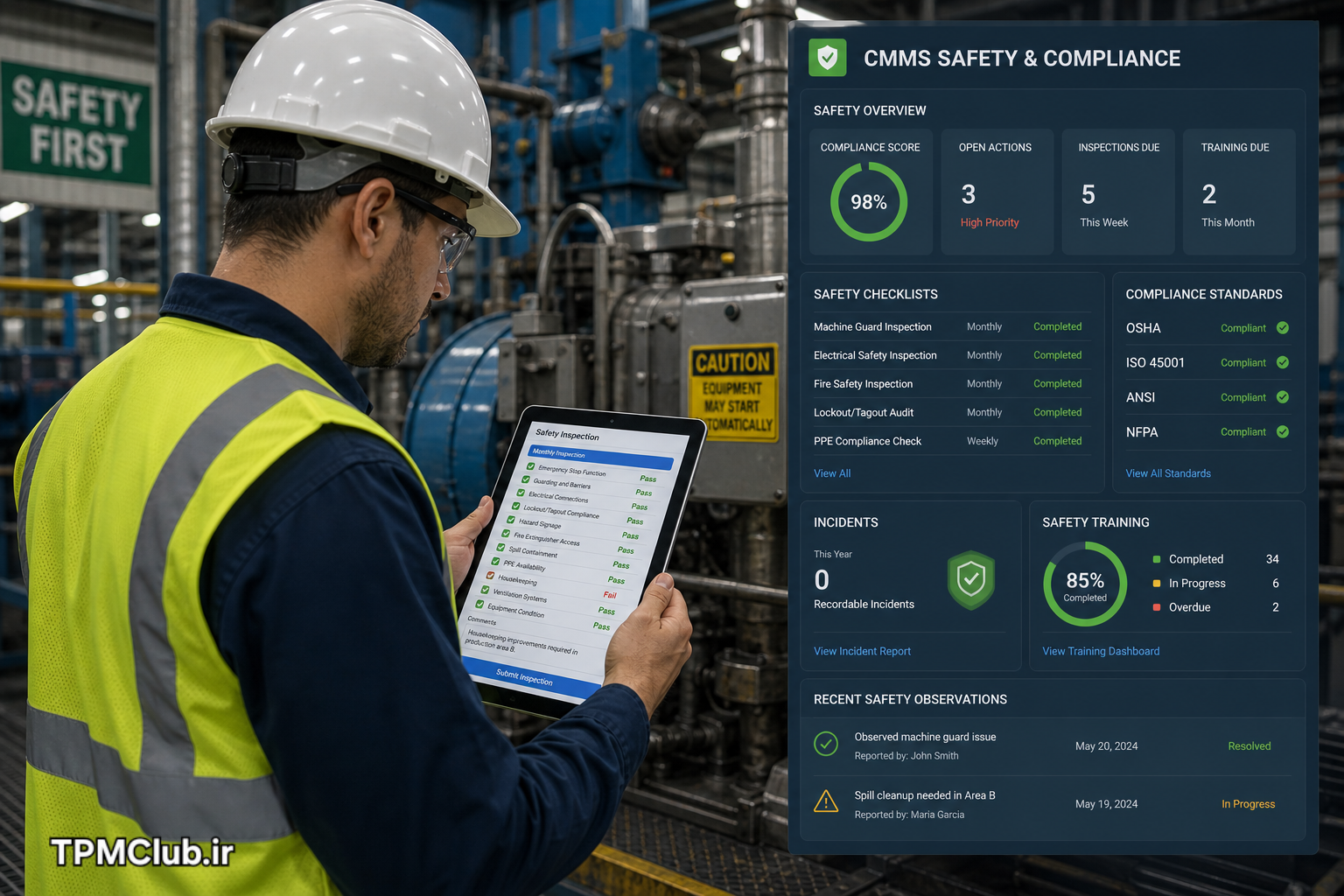 رعایت ایمنی صنعتی با استفاده از چک لیستهای CMMS در عملیات تعمیرات
