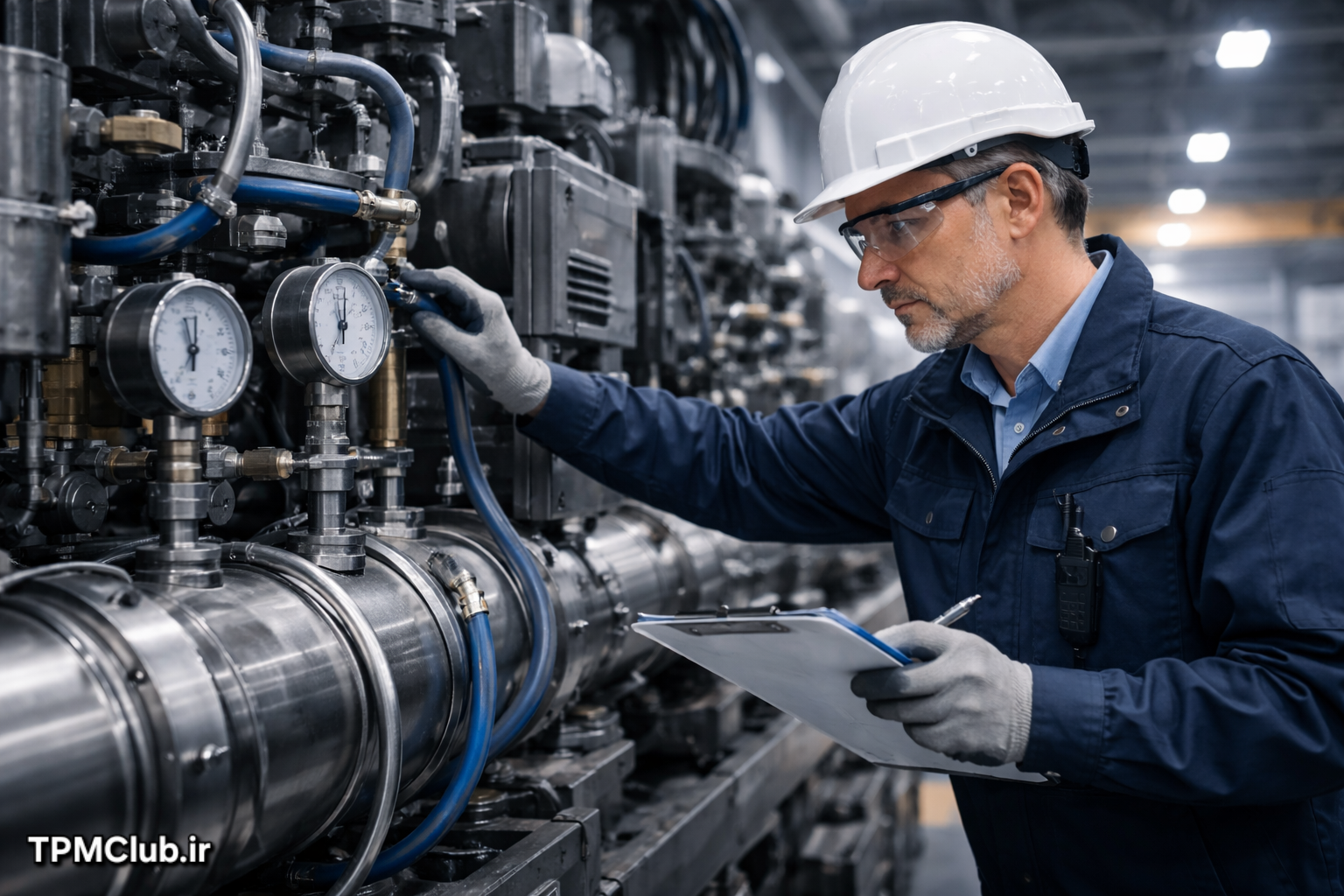 تکنسین در حال انجام بازدید پیشگیرانه تجهیزات صنعتی