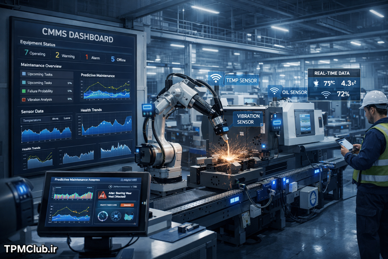 ترکیب CMMS با پایش وضعیت و نگهداری پیش‌بینانه تجهیزات