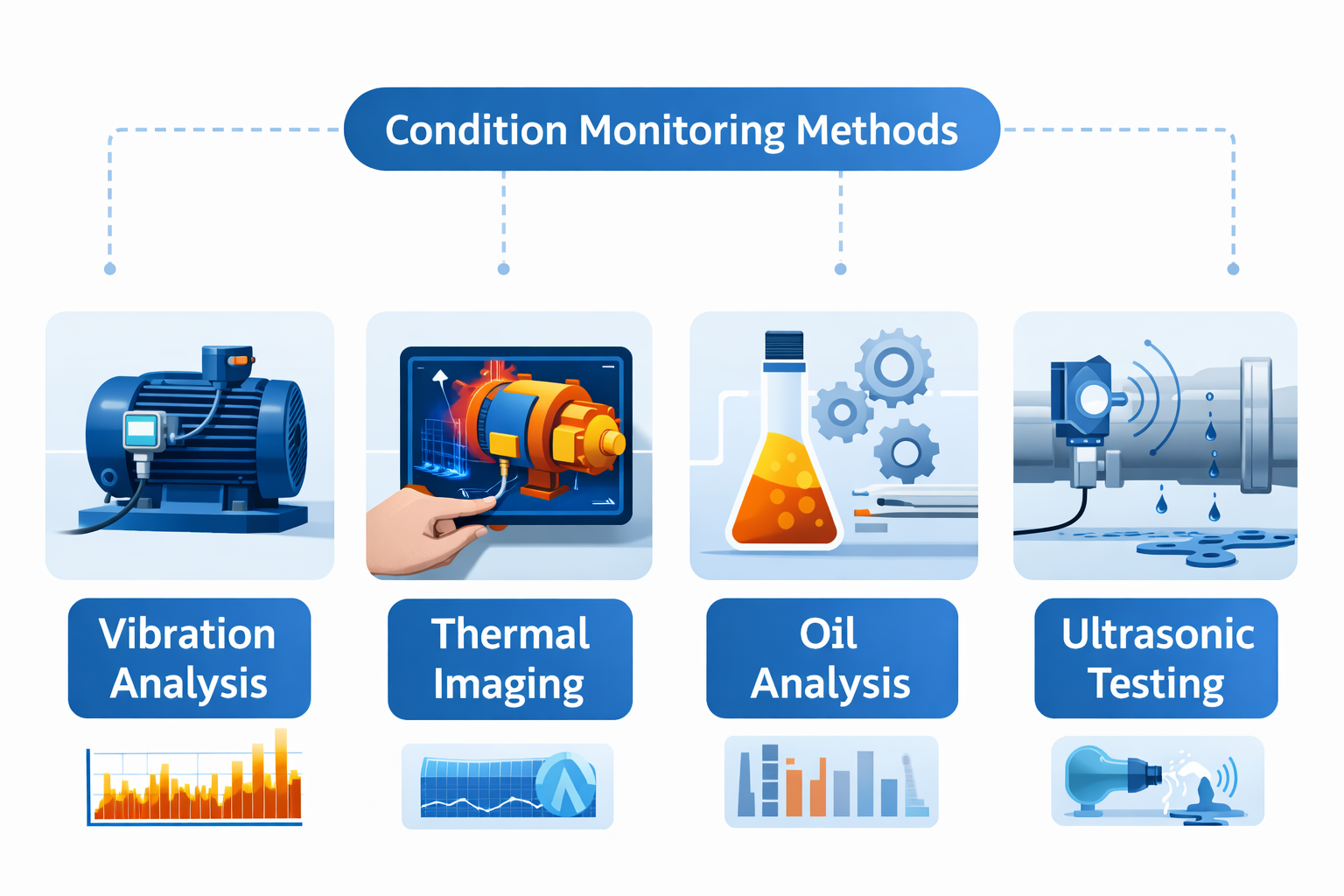 روشهای پایش وضعیت تجهیزات شامل آنالیز ارتعاشات و ترموگرافی