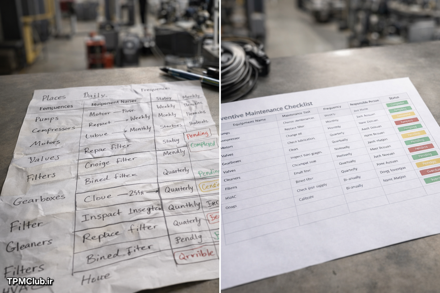 مقایسه چک لیست PM ضعیف و استاندارد